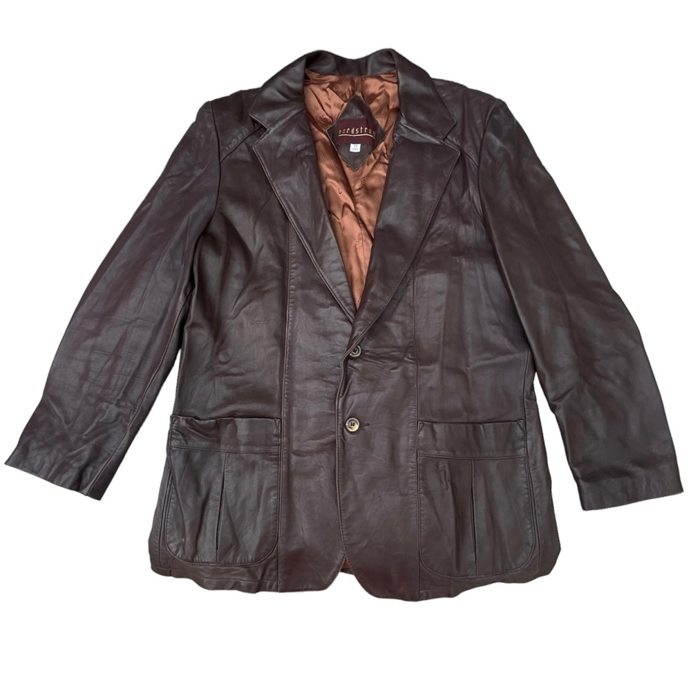 Vintage Nordstrom Brown Leather Blazer Coat